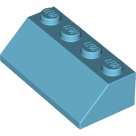 Lego kostka (kostička) 2x4 sklon (šikmá) 45°, azurová střední (6036490)
